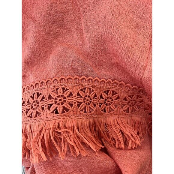 NWT Doe & Rae M Smock Top Sleeveless Pullover Fringe Hem Strappy Peach NWT - Picture 2 of 5